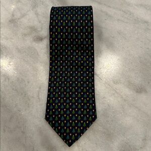 Brooks Brothers Navy Christmas Tie with Tree and Star Pattern